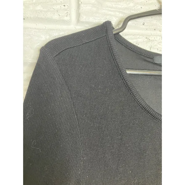 Quince Rib Knit Midi Dress Womens Small Black Excellent Tencel Long Sleeve Scoop - Image 5
