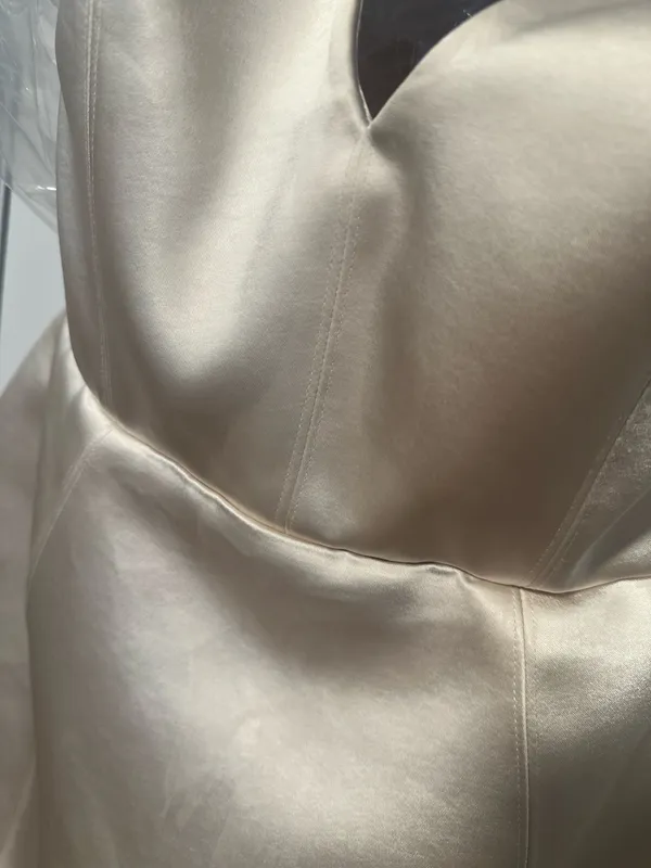 Oh Polly Halterneck Structured Tulip Mini Dress in Ivory - Image 11