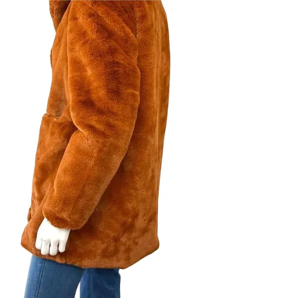 SAM EDELMAN Faux Fur Coat in Cognac, Size Large, New without tag - Image 8