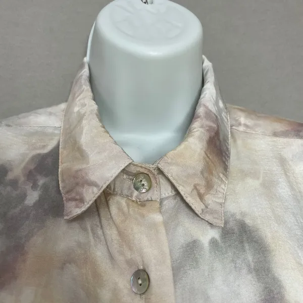 Grade & Gather Top Watercolor Marble Print Button Down Shirt Medium Blouse - Image 13