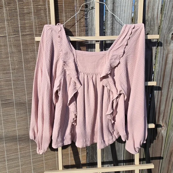 Free People Ruffle Long Sleeve Bouse M - Image 8
