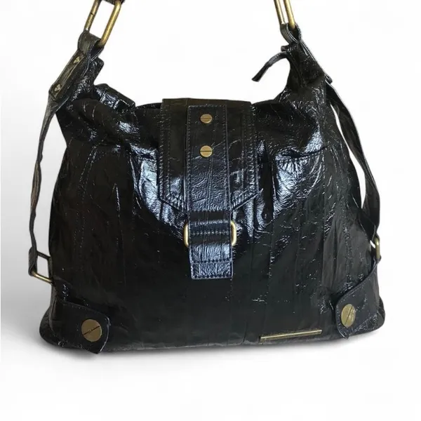 Matt & Nat Black Women's Shoulder Bag - Classic Gloss Finish - Image 3