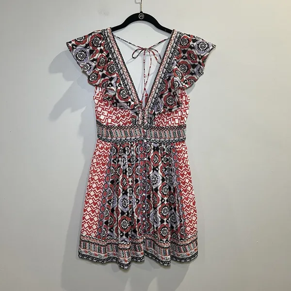 Anthropologie Beaded & Embroidered Flutter‎ Sleeve Mini Dress Size 2 - Image 4