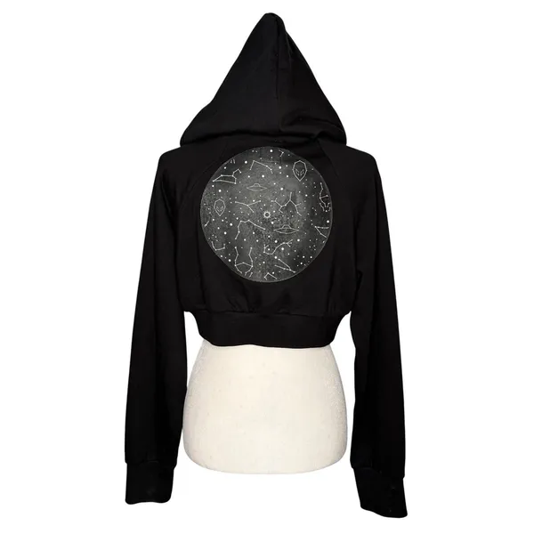 Cyberdog London Hoodie L Cropped Snake‎ Moon Alien Constellation Cyber Goth Rave - Image 6