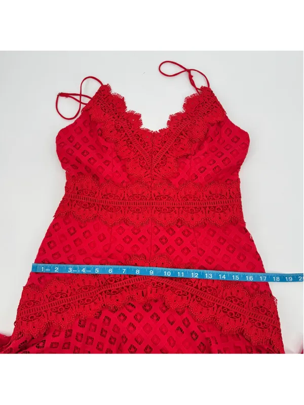 Saints + Secrets Red Lace Mini Dress Size M - Image 10