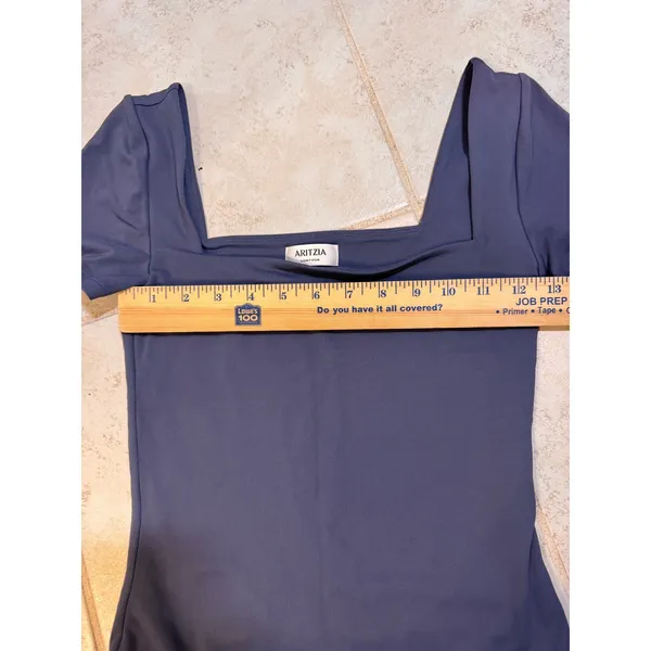 ARITZIA Contour Square Neck Short Sleeve Bodysuit‎ Navy Blue Size S - Image 6