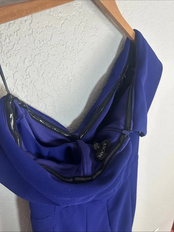 Xscape One-Shoulder Cocktail Dress Classic Evening Event Wedding Blue Purple - Image 6