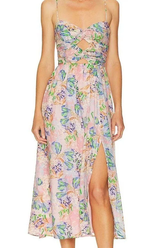 Revolve ASTR the Label Emine Dress in Pink & Blue Floral - Image 2