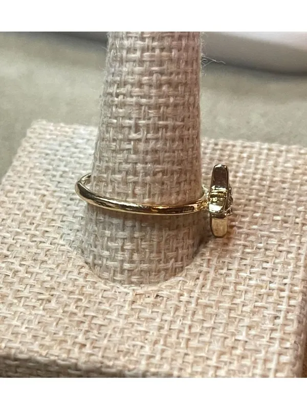 70s Dainty Gold Toned Starburst Ring Celestial North Star Rhinestone Size 6.5 - Image 4