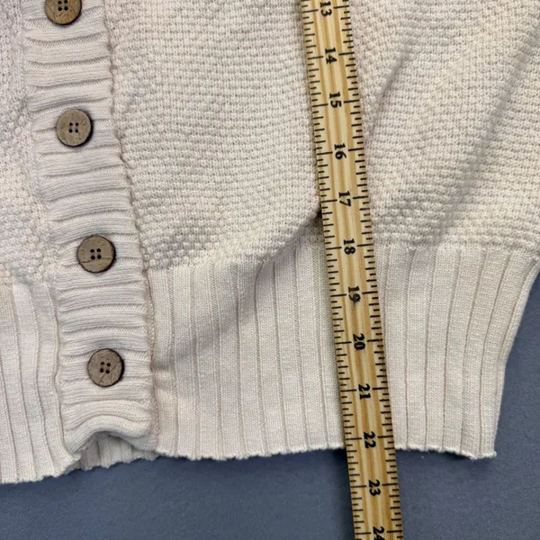 Free People FP Beach‎ Logan Cardigan Cream Cotton Chunky Knit Sweater Large - Image 4