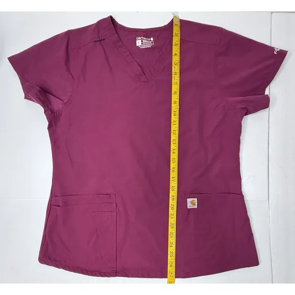 Carhartt Women's Scrub Top Force Essentials V-Neck 5 Pocket L Maroon Work Nurse‎ - Image 3
