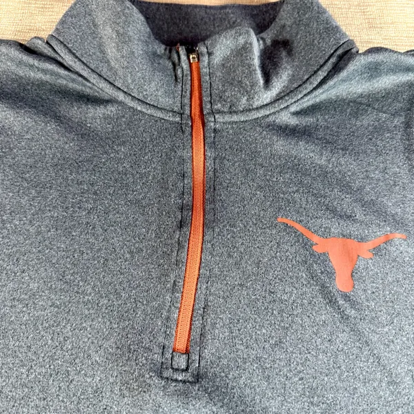 Texas Longhorns Quarter Zip Pullover Men XL Gray Burnt Orange NCAA Performance - Image 6