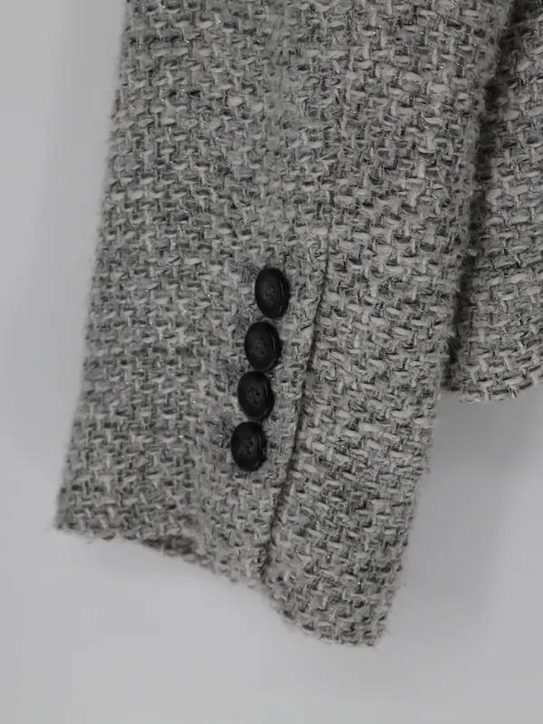 Talbots Tweed Blazer Size 10 Gray Textured Tailored Jacket Preppy Old Money - Image 13