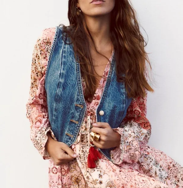 ZARA Denim Cropped Vest - Image 6
