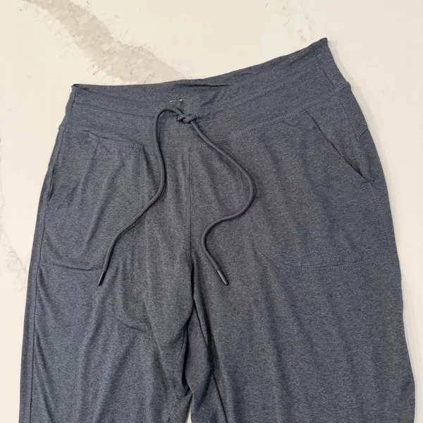 Lole Jersey Knit High Rise Jogger Lounge Pants Women's Medium Gray Cinch Waist - Image 3