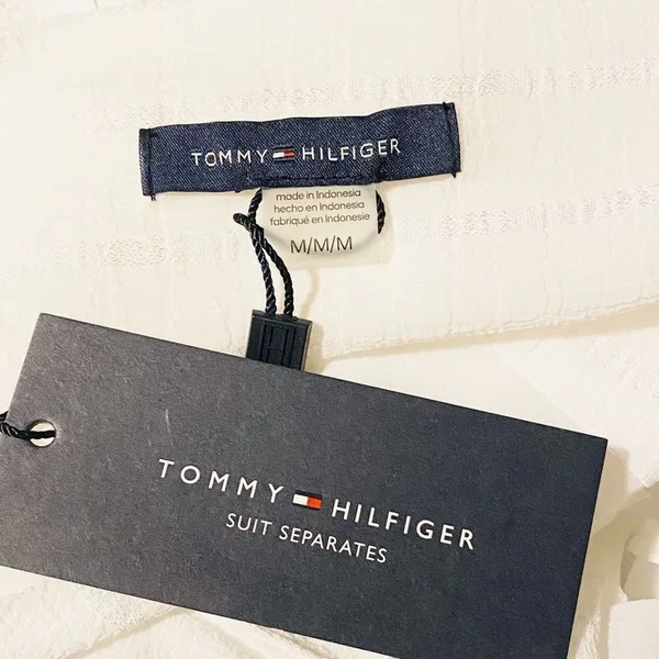 TOMMY HILFIGER White Sleeveless Ruffle Front Top M Lined Blouse - Image 5