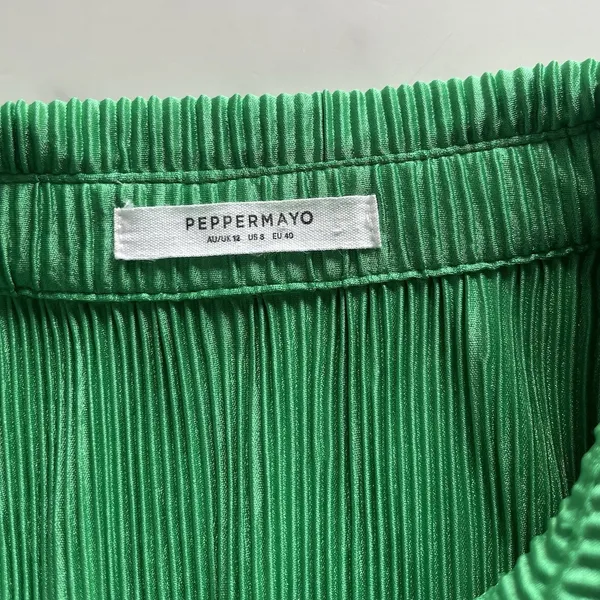 Peppermayo Soho Chic Pleated Shirt Dress Jade Green Sz 8 - Image 3