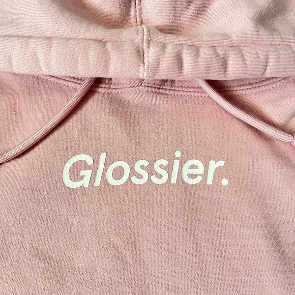 Glossier Original Pink Hoodie Size M - Image 4