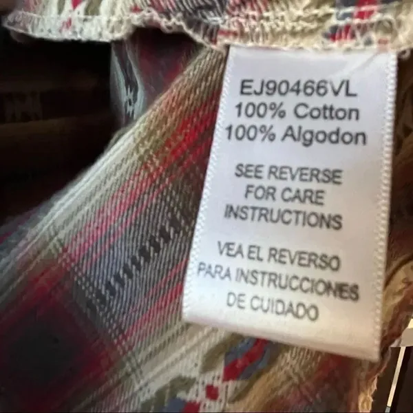 En Creme southwestern plaid flannel poncho shirt with fringe maroon - Image 6