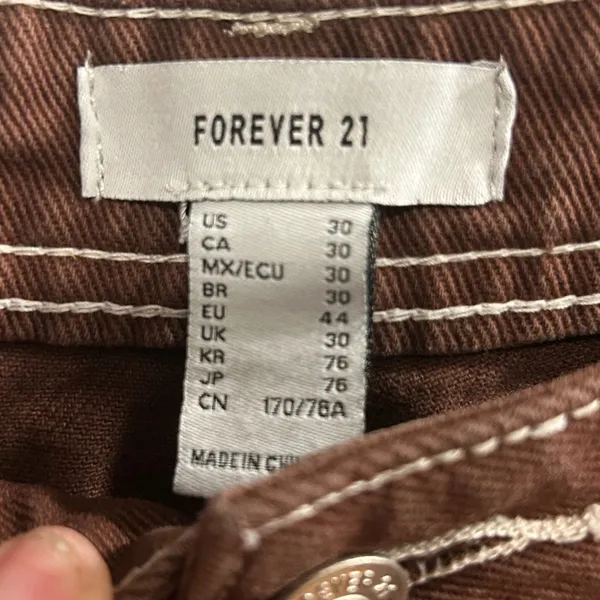 Forever 21 Brown‎ Wide Leg Carpenter Jeans Contrast Stitch Size 30 - Image 4