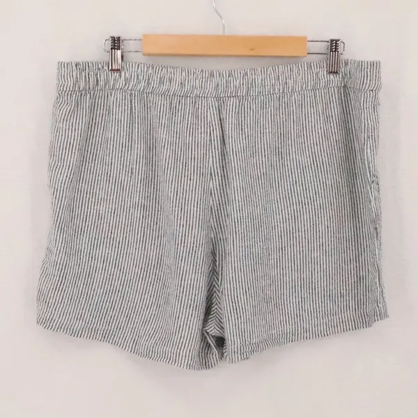 J Crew Striped Linen Blend Shorts Womens Size L Black White Coastal Beach Summer - Image 6