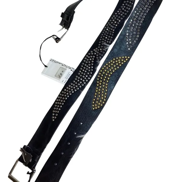 Blue Elegance Black Leather Studded Stone Belt NEW - Image 3