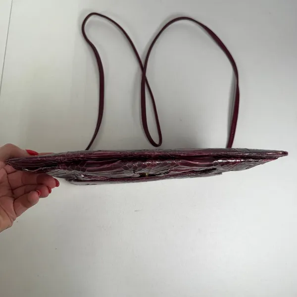J. Renee Small Crossbody Bag Purple Snakeskin Embossed Vintage Faux Leather - Image 6