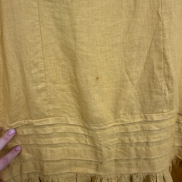 For Cynthia Womens Mustard Yellow Linen Blend Embroidered Floral Dress Size M‎ - Image 3