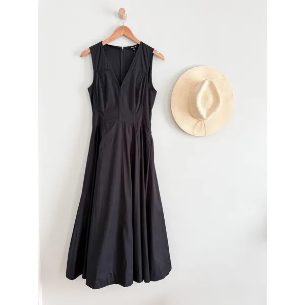Madewell | NWT V-Neck Circle Midi Dress Black | Sz 2 - Image 2