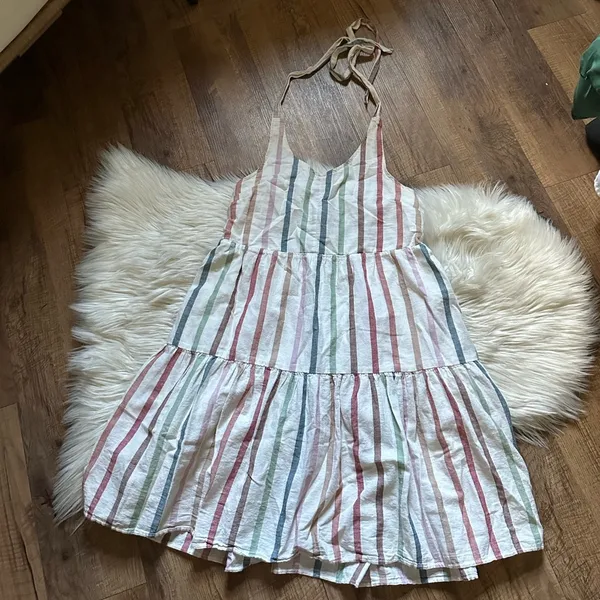 AMERICAN EAGLE Striped Halter Smocked Dress - Image 3