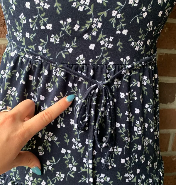 Navy Floral Babydoll Dress - Image 6
