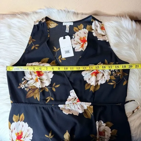 Leith True Wrap V-Neck Floral Flowy Maxi Sleeveless Dress Size Large - Image 7