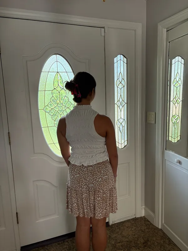 Alelly Flowy Cottagecore Beige and White Skirt - Image 3