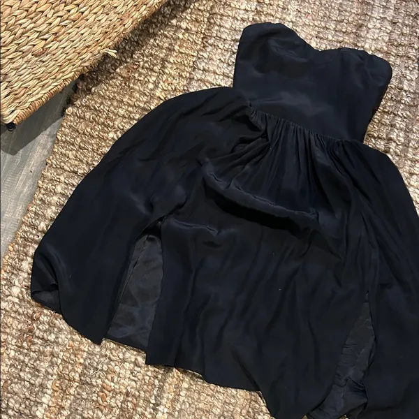 Amanda Uprichard 100% Silk Elegant Black Strapless Midi Dress Size Small - Image 2