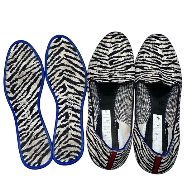 Rothy's The Almond Loafer Zebra Print Navy Blue & White Loafers Flats Shoes 8 - Image 10