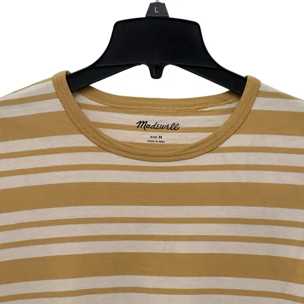 Madewell Allday Stripe Crewneck T-Shirt Autumn Gold Women's Size Medium - Image 3