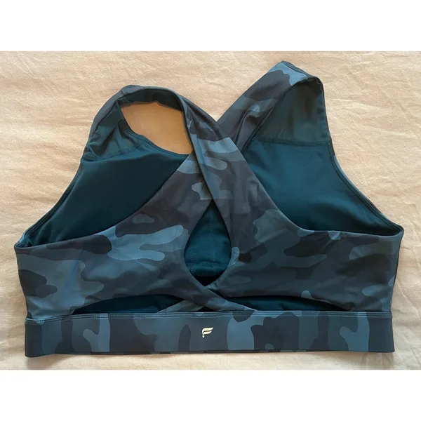 Fabletics Blue Camo Crossback Sports Bra High Neck 2X - Image 5