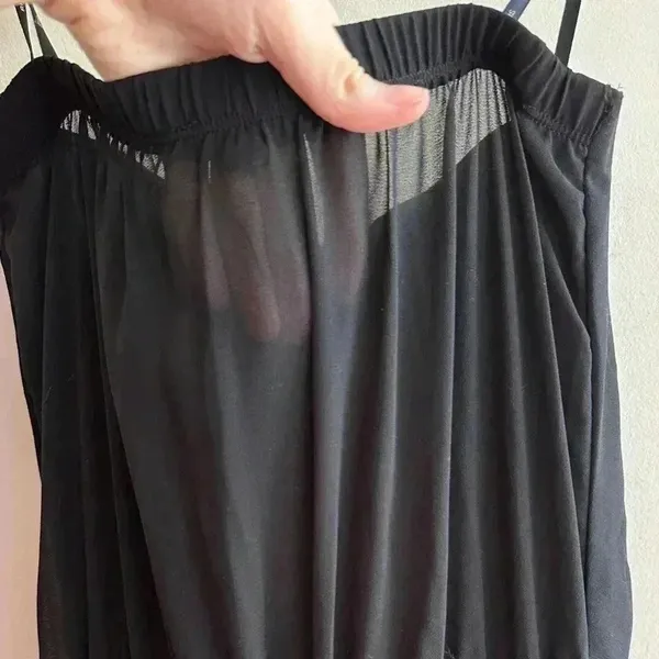 Iris Los Angeles Black Strapless Jumpsuit, Flowy Chiffon Jumpsuit, Size Small - Image 15