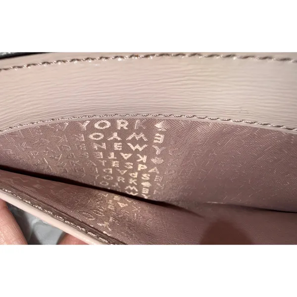 Kate Spade New York Crossgrain Leather Zip Around Wallet Dusty Rose Taupe - Image 9