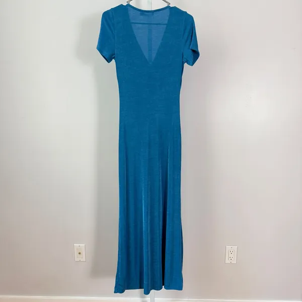 Morning Mist sz 10‎ Blue Button Front Maxi Dress Short Sleeve Fairy Feminine - Image 6