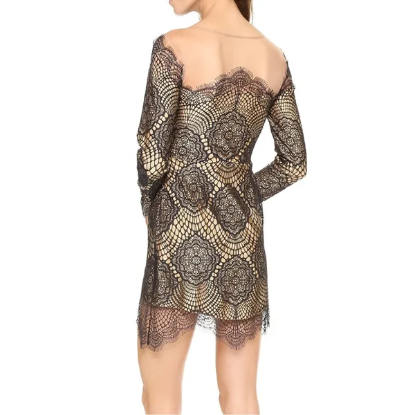 For Love & Lemons Grace Dress in Black Nude Mesh Lace size Medium $285 - Image 15