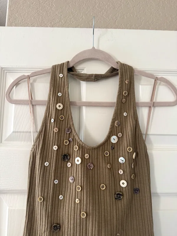 BNWT Zara Olive Green Brown Button Rib Halter Top  - Image 8