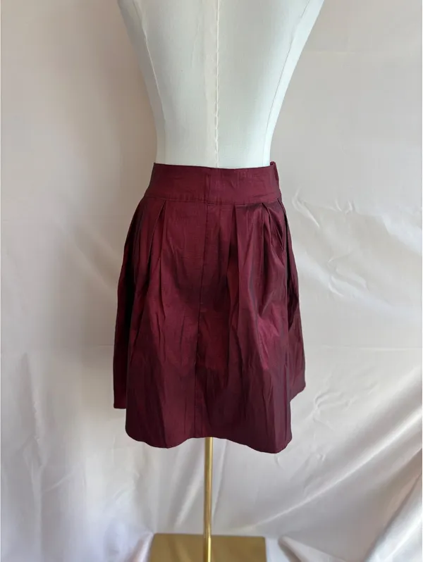 Rock Steady Burgundy Pleated Midi Skirt Size Large - Image 2