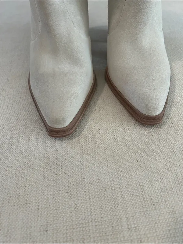 Franco Sarto® Jaxon midcalf Suede boot, White Chalk, Size 7.5, NWOT Display pair - Image 8