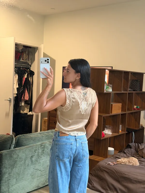 Nasty Gal Satin Lace Crop Top - Image 3