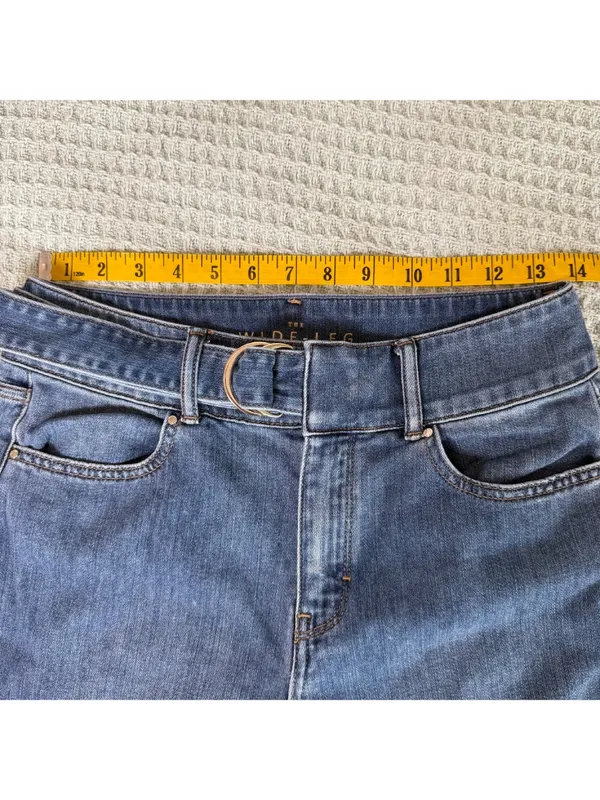 White House Black Market Wide Leg Crop Jeans Womens 2 WHBM Denim Pants Belted - Image 6