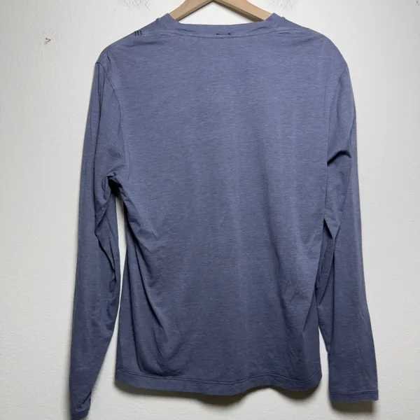 Lululemon Women Top 12 Blue Long Sleeve Crew Neck Heathered Activewear Shirt - Image 3
