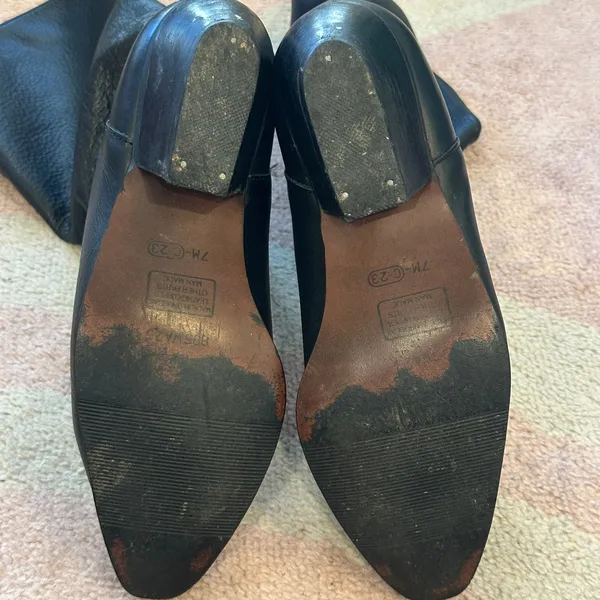 VTG‎ Bootalinos Black Leather Western Boots Mid-Calf Cowboy Riding Style Retro - Image 8