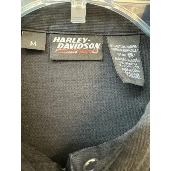 Harley Davidson Screamin Eagle Grey Corduroy Rhinestone Snap Front Shirt - Image 4