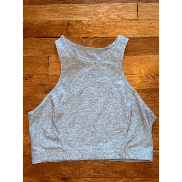 Outdoor Voices Athena Crop Top Heather Grey Space Dye High Neck‎ Tank Medium - Image 2